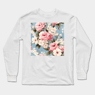 Shabby Chic Flowers Pattern 20 Long Sleeve T-Shirt